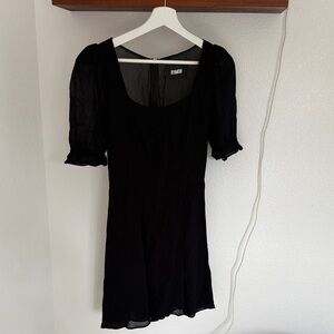 Reformation Black Mini Dress with Puff Sleeves